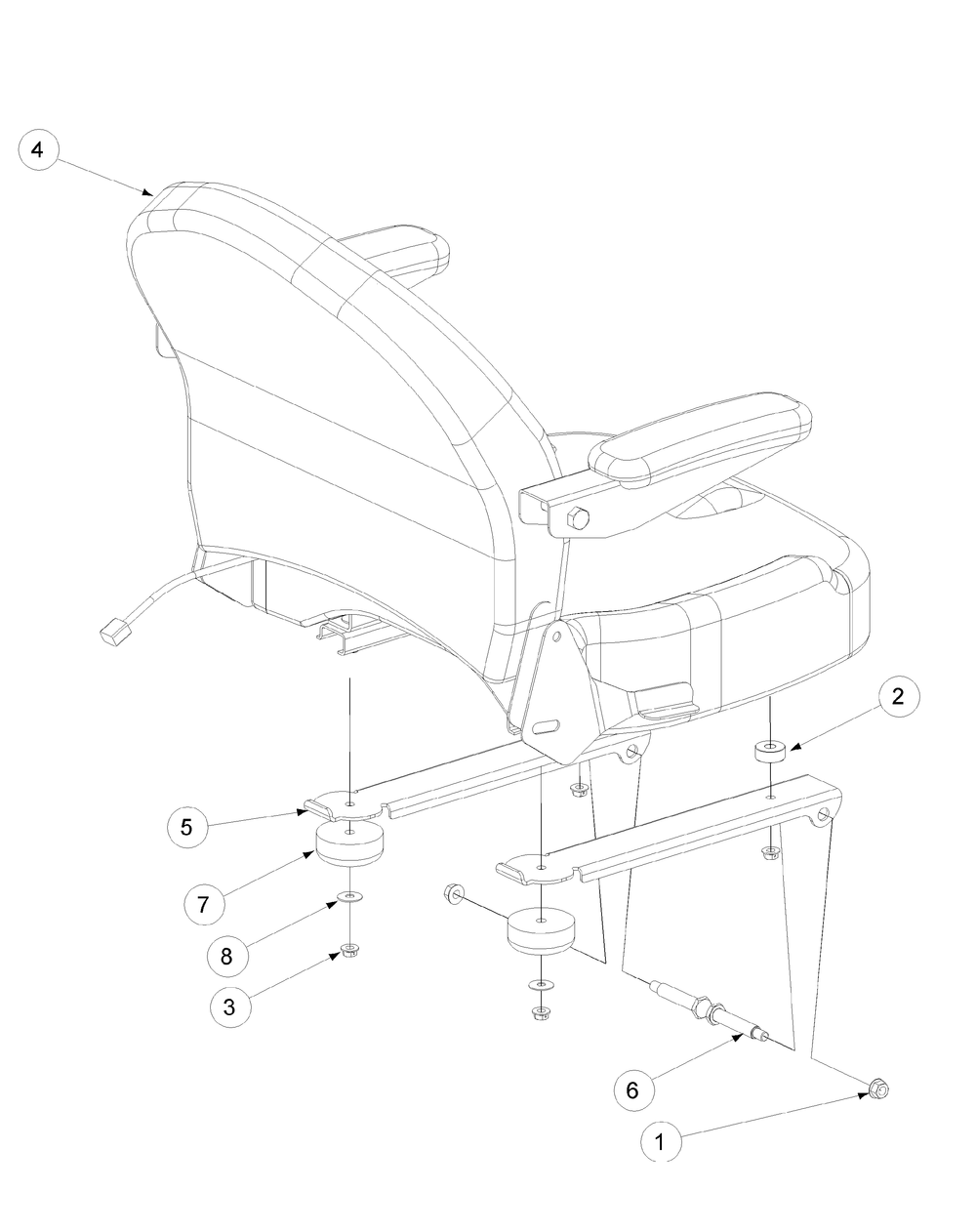 Seat Assembly Diagram and Parts List for M72-KW LC-53BB5GFZ750-29HP-DFI-OHV-LC Cub Cadet Lawn Tractor